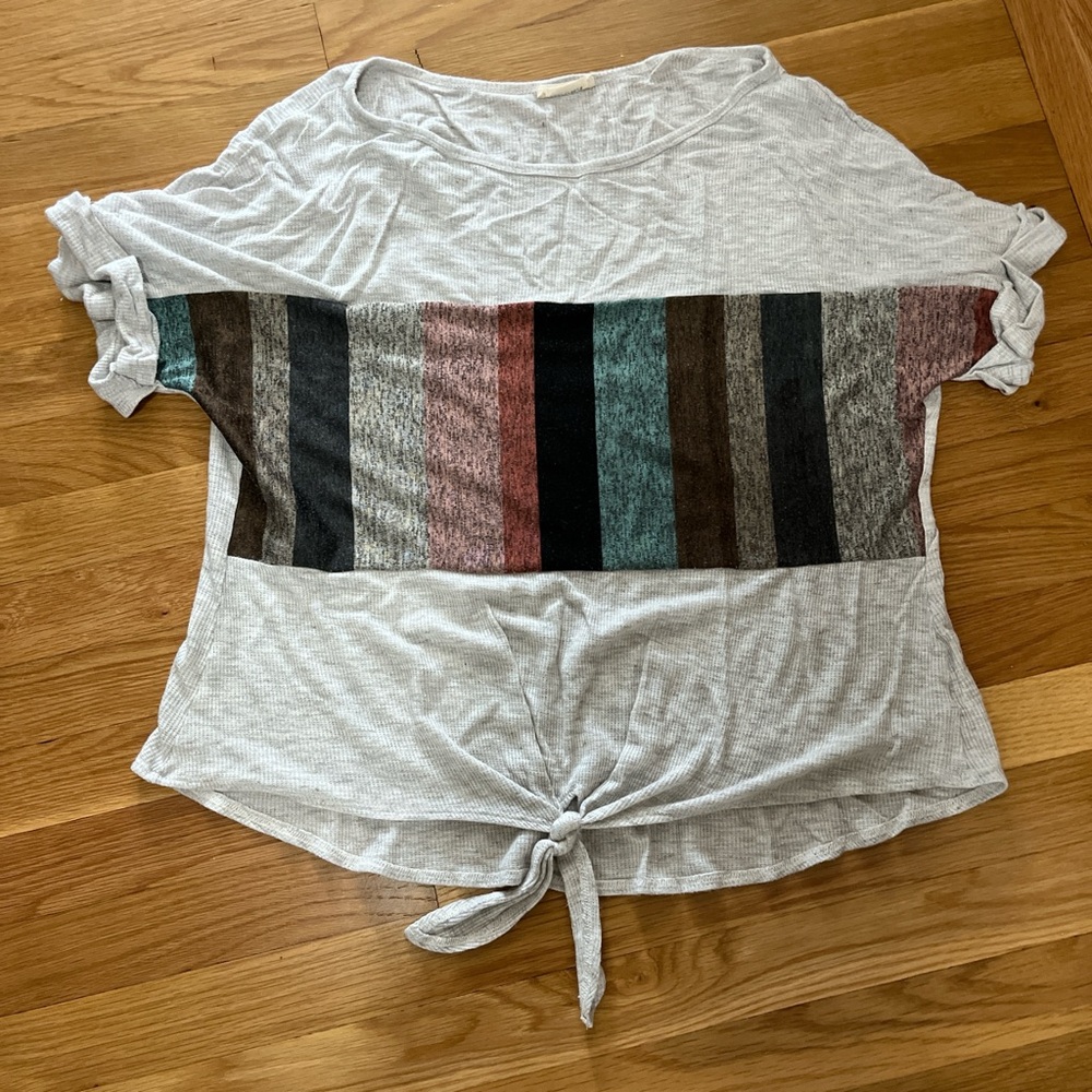 ADORA White Tie Front Relaxed Short Sleeve T-Shirt